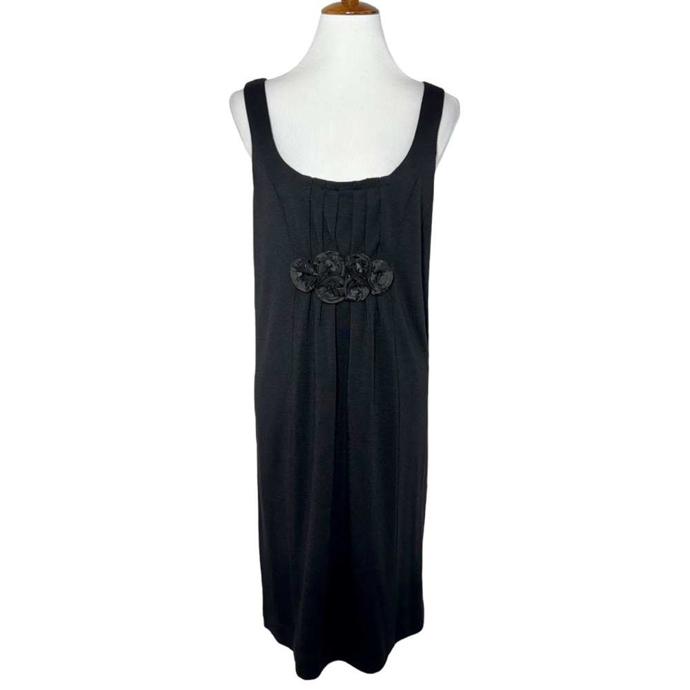 NWT J Crew Black Wool Rosette Sleeveless Knee Length Jumper Shift Dress Size M